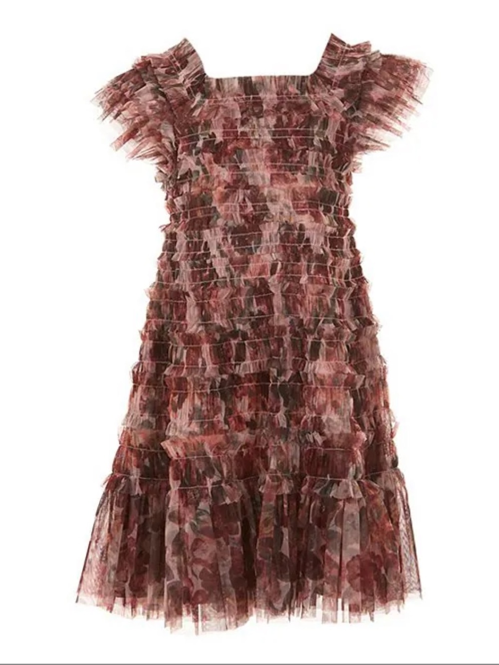 NWT GB Girls' Ruffled Floral Tulle Dress - Rose - size 6